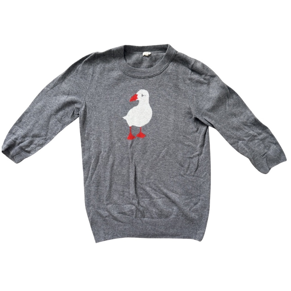 J. Crew Gray Sweater with Puffin Graphic